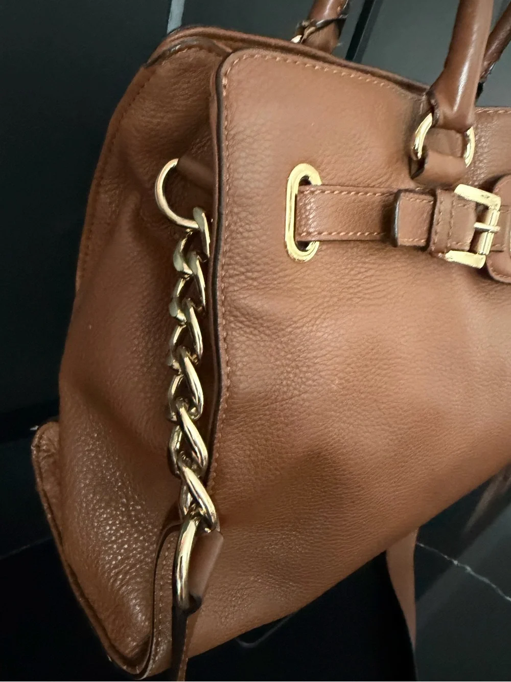 Michael Kors Hamilton East West Leather Satchel Brown - Picture 3 of 8